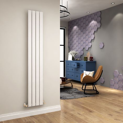 ELEGANT 1800 x 304mm White Designer Radiator Vertical Flat Panel Single Panel Rad