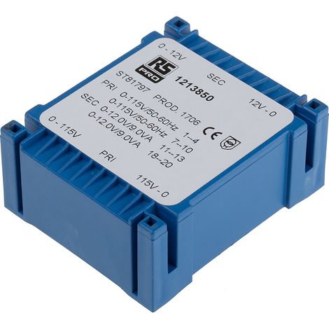 Transformateur pour circuit imprimé, Vin V c.a., Vout 2 x 12V c.a., 2 sorties, 18VA ( Prix pour 1 ) (1/2)