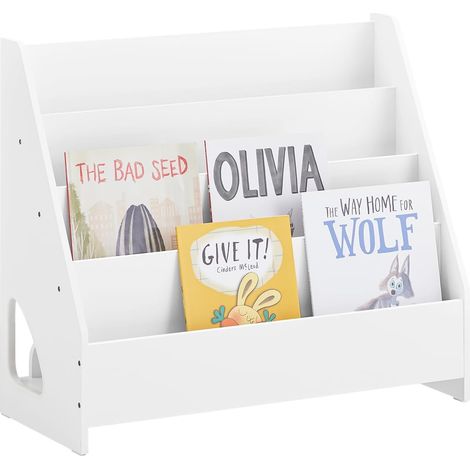 SoBuy Kinder Bücherregal Kinderregal mit 4 offenen Fächer 1 Ablagefächern Aufbewahrungsregal für Kinder Büchergestell Hängefächerregal Weiß BHT ca.: 70x60x30cm KMB32-K-W