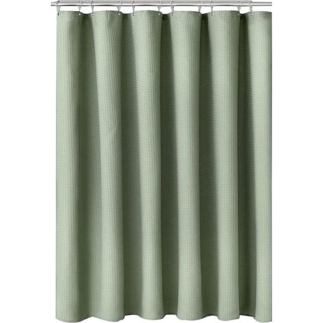 Waffle Knit Bathroom Shower Curtain - Spa Quality, Luxury, Solid Color Cloth Shower Curtains for Bathroom Heavy Duty Thick Fabric Shower Curtains Weighted Polyester (1/5)