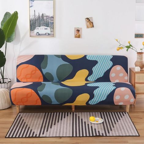 Universel Housse Canapé Extensible sans Accoudoir, 3 Places Housse De Canape Clic Clac Jacquard Extensible Imperméable Antidérapant Housse Protection pour Futon sans Bras (1/5)