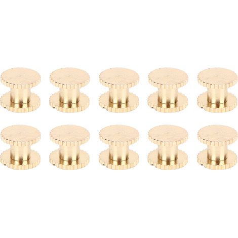 Lot de 10 rivets à tête plate moletés en laiton doré pour ceintures, sacs à dos et meubles