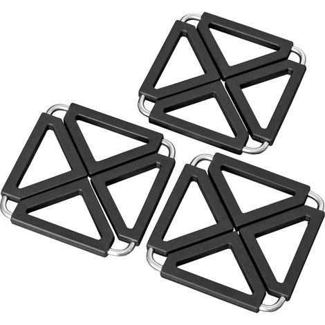 Dessous de plat pliables, lot de 3, cadre en métal, résistants à la chaleur. (1/4)