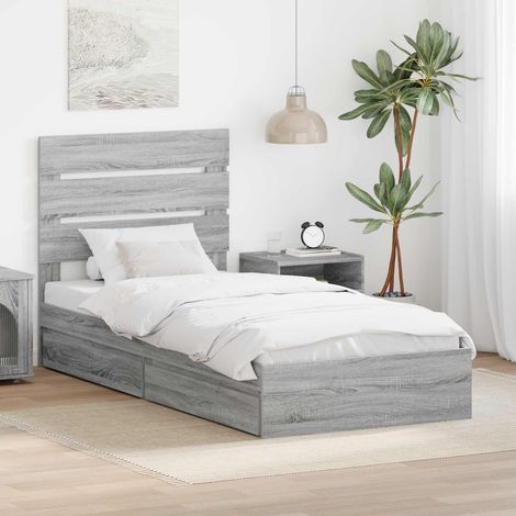 vidaXL Lit de Rangement Gris Sonoma 100 x 200 cm Bois d'ingénierie (1/5)