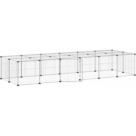 Maison Exclusive - Cage animaux de compagnie à 28 panneaux et porte Noir 210x70x35 cm (1/5)