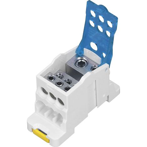Boîtier de jonction électrique 125A 690V bleu pour rail DIN, boîte de dérivation et connexion de câbles. (1/5)