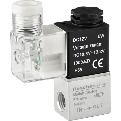 Electric Pneumatic Solenoid Valve 2V025-08 12 VDC PT1/4 2/2 Way Normally Closed (1/4)
