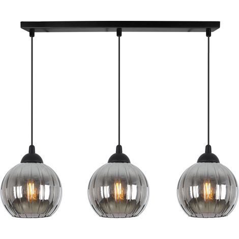 Lampada a sospensione Costa nera, 3 luci, sfera in grafite, E27 (1/5)