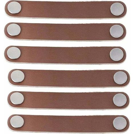 Maniglia per mobili, maniglia per mobili in pelle, 6 pezzi, 128 mm, maniglia per porta in pelle stile moderno, maniglia per cassetto in vera pelle e lega di alluminio (marrone),