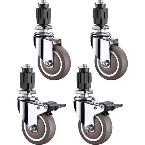180kg Roues Pivotantes Silencieuses Avec Frein, Manchon Noir De 25mm Ou 30mm pour L'installation De Pieds De Meubles Tube Carré En Acier Inoxydable, Roulettes Rotatives En Caoutchouc pour Chariots(30 (1/5)