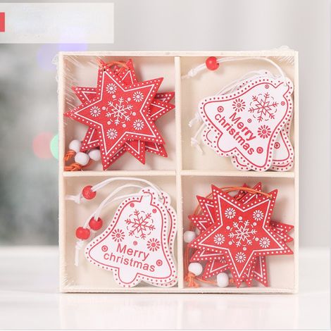 MINKUROW 12pcs Decorazioni Natalizie In Legno,Ciondolo Albero Di Natale In Legno,Albero Di Natale In Legno Appeso,Ornamenti Per Albero Di Natale In Legno,Ciondolo Albero Di Natale In Legno Decorazione (1/3)