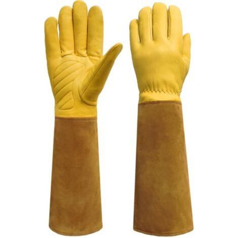Thorn-proof protective gloves, long gardening gloves, anti-thorn picking and anti-cut, size 11.5 cm - Brown (1/5)