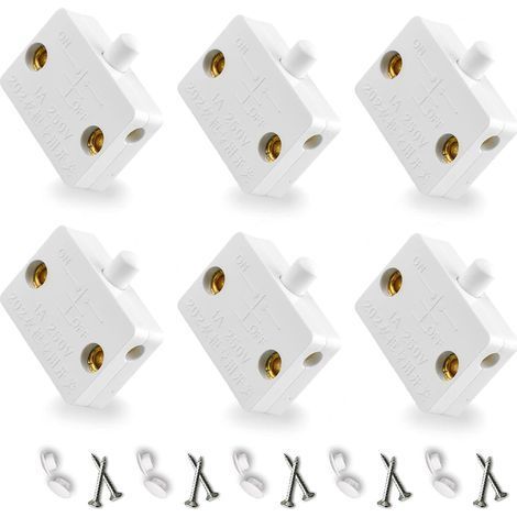 Automatique Pour Interrupteur D'Éclairage Porte Placard Contact Momentané Interrupteurs 6Pièce Cupboard Doors Commutateur D'Armoire Blanc (1/5)