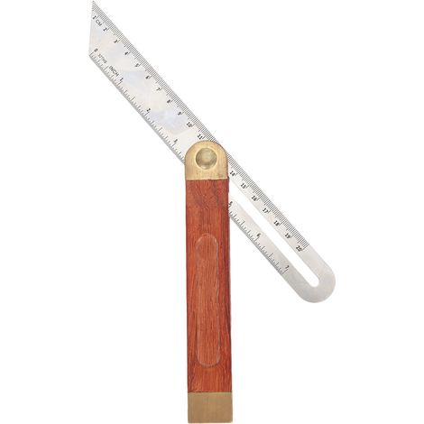 Règle de travail du bois échelle double face rouge manche en bois angle mobile taille biseautée 9 pouces corps en acier inoxydable angle réglable (1/2)