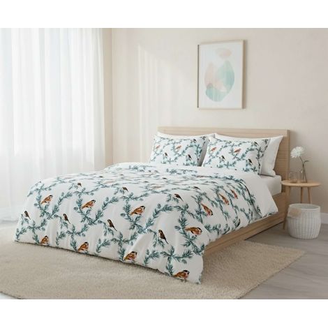 Funda nórdica, funda nórdica, ropa de cama Set Blanco Verde Marrón