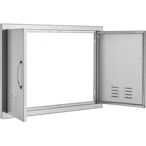 Puerta de acceso, acero inoxidable, diseño empotrado, verde militar (1/2)
