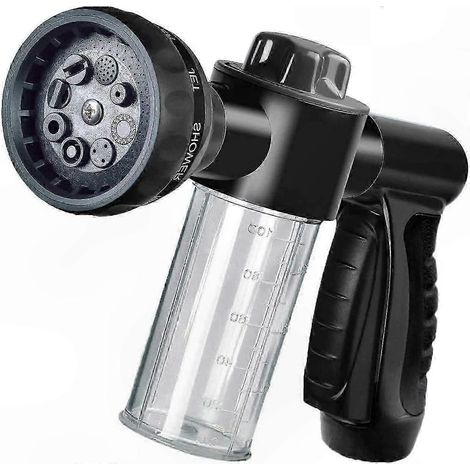 8-Mode Garden Foam Sprayer: Car Wash, Plant Watering & Pet Shower Soap Dispenser Gun (Black) (1/5)