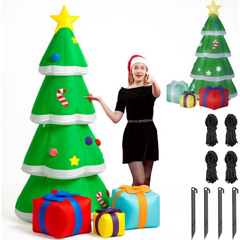 Gonfiabile Albero di Natale XXL Decorazione LED Natalizia Addobbo Esterno 240 cm