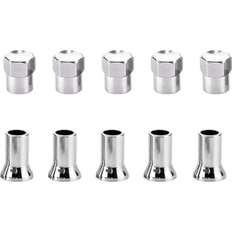 Dickno Lot de 5 capuchons de tige de valve TR413AC chromés, capuchons de valve de pneu étanches pour voiture, camion (1/5)