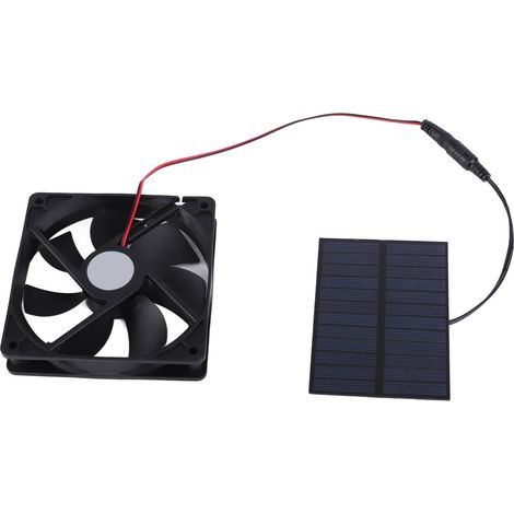 Ventilateur Solaire - Kit Extraction 3W Étanche pour Poulailler Serre Abri, Panneau 11x8cm Ventilateur 12x12cm (1/5)