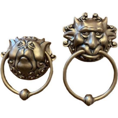 Poignée de porte décorative en laiton vieilli laqué, anneau, lot (1/5)