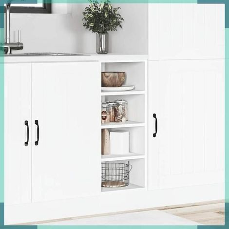 854193 Meuble bas 'Riga' Blanc 30x44,5x81,5cm Bois d'ingénierie (1/5)