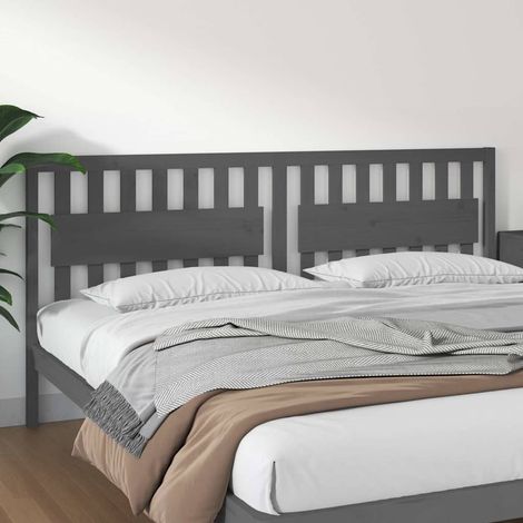 vidaXL Cabecero de cama madera maciza de pino gris 205,5x4x100 cm (1/5)