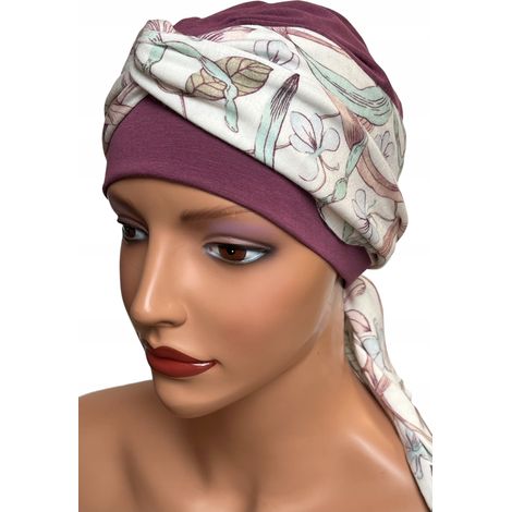 Turban de printemps pour femme Lena heather-419, écharpe douce également adaptée après la chimiothérapie (1/5)