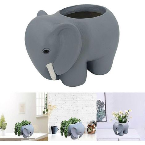 Pots de fleurs en forme d'éléphant pour plantes succulentes d'extérieur, décorations (1/4)