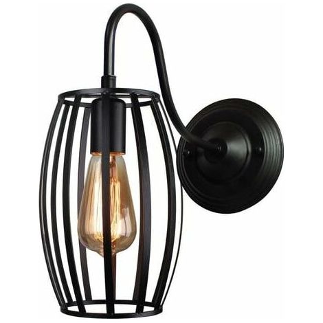 Wall Lights Industrial Indoor Cage Shape Vintage Olive Metal Black Iron Pendant Lamp for Living Room Bedroom Cafe Bar (1/5)