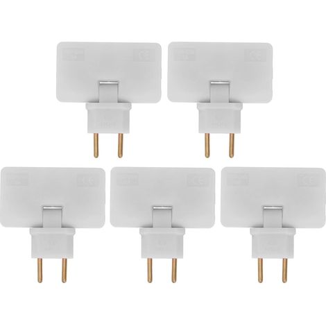 EU-Steckeradapter, EU-Steckeradapter 1 auf 3, 110-250V-Konverter, 5 Stück, 180 Grad kabellose Verlängerung (Weiß) (1/5)