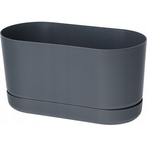 Vaso da fiori rettangolare Satina 27 con sottovaso  Antracite