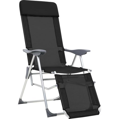Maison Exclusive - Sedie Campeggio Pieghevoli con Poggiapiedi 2pz Nero Textilene (1/5)
