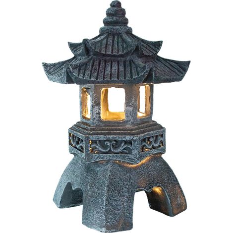 Lanterne solaire en résine - Lampe de jardin zen chinoise pour l'extérieur - Lampadaire solaire pour jardin et terrasse (1/5)