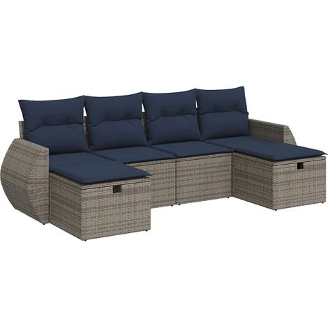Maison Exclusive - 6-tlg. Garten-Sofagarnitur mit Kissen Grau Pol