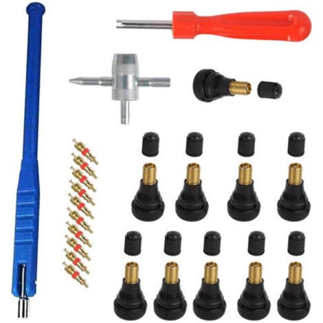 Outil d'installation de valve de pneu sans chambre à air de pneu de voiture Clé à noyau de valve Extracteur de valve 23pcs