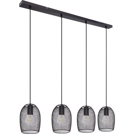 Plafoniera a sospensione a soffitto lampada a sospensione nera illuminazione a sospensione Globo 15395-4H (1/5)