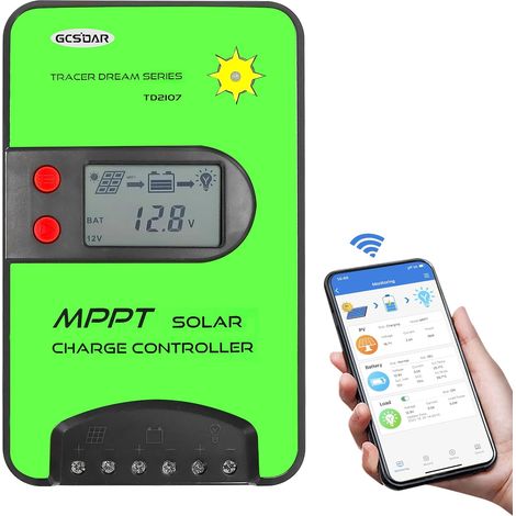 Contrôleur de charge solaire MPPT automatique 15A 12V/24V Adaptateur WiFi intégré Paramètres de contrôle à distance Écran LCD réglable Régulateur de panneau solaire pour gel scellé type (1/5)