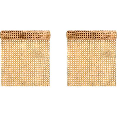 Deux rouleaux de sangle en rotin naturel de 16 pouces de large, 40 pouces (3,3 pieds) de long, compatibles avec les meubles, les chaises et les armoires. (1/5)