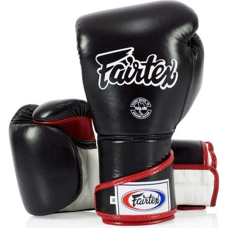 Guantes de boxeo Fairtex de cuero genuino BGV6 negros de 283 g (10 oz)
