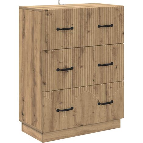 Cajonera Roble Artesanal 66 x 34,5 x 87 cm Madera de Ingeniería vidaXL