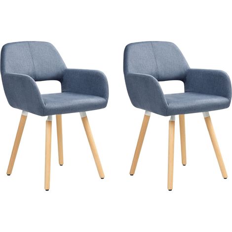 Esszimmerstuhl 2er Set CHICAGO Stoff Marineblau (1/5)