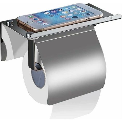 Self-adhesive toilet paper holder, hanging toilet paper holder, Branger, no drilling required, gluing, stainless steel (1/5)