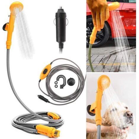 Douche de camping portable 12V avec pompe immergée Douche de voyage randonnée voiture (1/4)