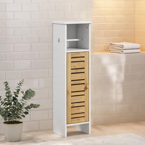 Colonne de salle de bain en MDF et bambou avec porte-rouleau (1/5)