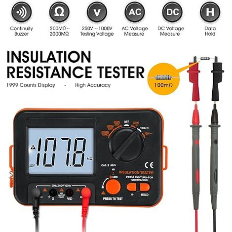 Mégohmmètre 1000V Testeur d'isolation électrique (1/4)