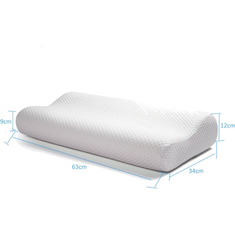 Oreiller Cervical Ergonomique à Mémoire de Forme, Coussin Orthopédique avec Taie Anti-Acariens Lavable, 63x43 cm (1/4)