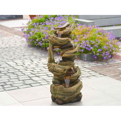 Fontaine de jardin Trabia tronc d'arbre avec cascade et éclairage LED - Ubbink (1/4)
