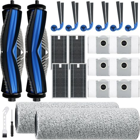 21 Stück Zubehör für Ecovacs Deebot X9 Pro Omni/X11 Pro Omni Staubsauger,2 Hauptbürste,2 Mopp Reinigungswalze,4 Hocheffiziente Filter,6 Seitenbürsten und 6 Aktivkohle-Staubbeutel (1/5)
