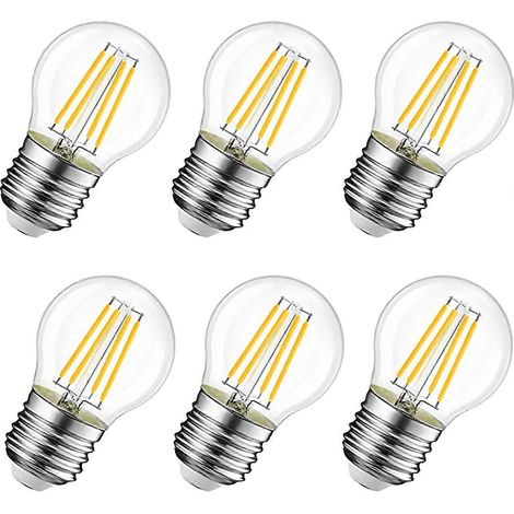 Ampoule LED à filament E27 G45, 6 W équivalent à une ampoule halogène vintage de 60 W, blanc chaud 600 lm 3000 K, non dimmable, lot de 6. [Classe énergétique E] (1/4)